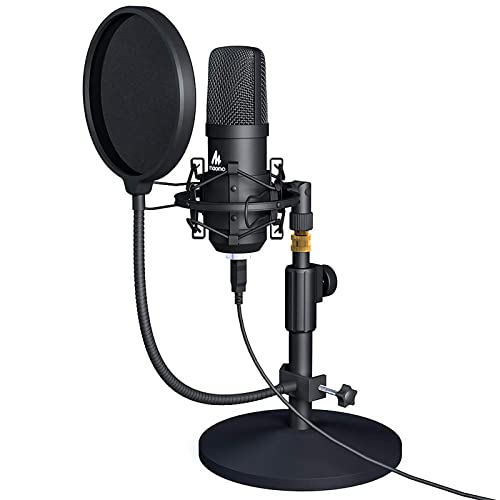 Book Cover MAONO USB Microphone Kit 192KHZ/24BIT AU-A04T PC Condenser Podcast Streaming Cardioid Mic Plug & Play for Computer, YouTube, Gaming Recording