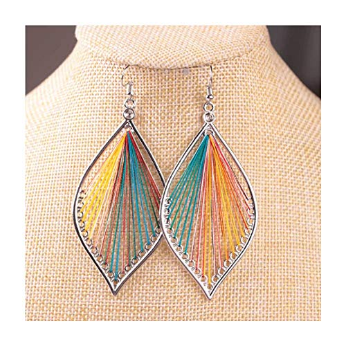 Book Cover Fashion Metal Hollow Colorful Leaf Pendant Drop Hook Earrings Statement Jewelry