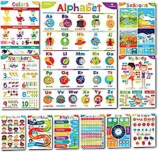 Book Cover Sproutbrite Educational Posters for Toddlers - Classroom Decorations - Kindergarten Homeschool Supplies Materials - Preschool Learning Decor - ABC Poster - 11 Charts for Distance Learning