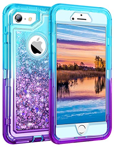 Book Cover Coolden Case for iPhone 6S Plus Case Protective Glitter Case for Women Girls Cute Bling Sparkle Heavy Duty Hard Shell Shockproof TPU Case for 5.5 Inches iPhone 6 Plus 7 Plus 8 Plus, Aqua Purple