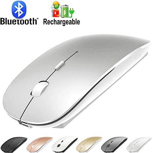 Book Cover Rechargeable Bluetooth Mouse for Laptop Mac Pro Air Bluetooth Wireless Mouse for MacBook pro MacBook Air MacBook Mac Window Laptop (Silver)