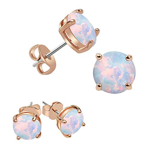 Book Cover MissDa White/Rose/Yellow Gold Plated Flower Studs for Women White Cubic Zirconia Hypoallergenic Surgical Stainless Steel Ear Post