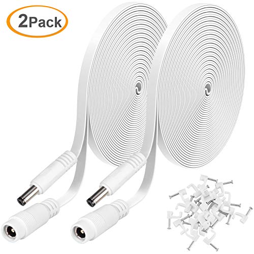 Book Cover 2 Pack DC Power Extension Cable 20ft 2.1mm x 5.5mm Compatible with 12V DC Adapter Cord for CCTV IP Camera, LED, Car, White