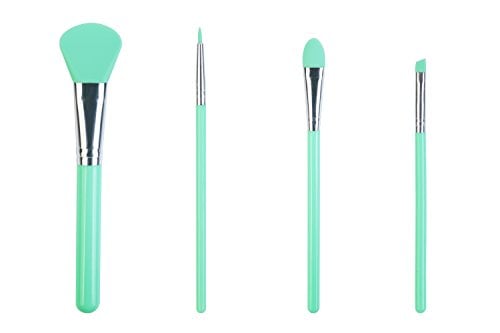 Book Cover LORMAY 4Pcs Silicone Makeup Brush Set: Face Mask, Eyeliner, Eyebrow, Eye Shadow, Lip Brushes. Perfect Applicators for BB CC Cream, Facial Mask, Liquid-like Beauty Products (Mint Green)