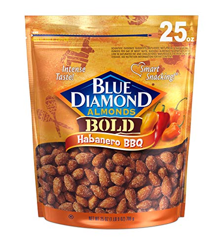 Book Cover Blue Diamond Almonds Habanero BBQ Flavored Snack Nuts, 25 Oz Resealable Bag (Pack of 1)