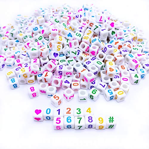 Book Cover Amaney 400pcs Acrylic Number Beads 6x6mm Mixed Colorful Number Letter Beads Acrylic Plastic Cube Shape Loose Beads