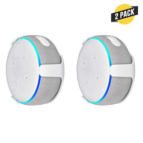 Book Cover Wall Mount Compatible with Echo Dot (3rd Gen) - Mounting Alternative for Your Alexa Smart Speaker (White, 2 Pack)
