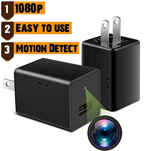 Book Cover WAYMOON Mini 1080P Spy Hidden Camera Portable Home Security Cameras Charger Nanny Cam Small Indoor Video Recorder Motion Activated - No Wi-Fi Needed, Black