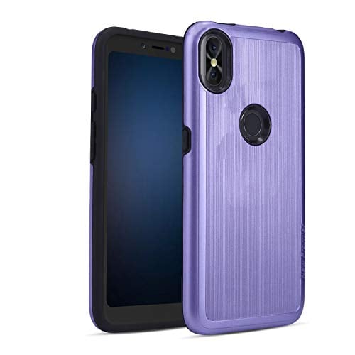 Book Cover [Case + Screen Protector] New Frontier Case for BLU R2 Plus 2019-6.2”,Shockproof Absorption Anti Scratch Rugged High Impact Hybrid Slim Protector Case (Purple)