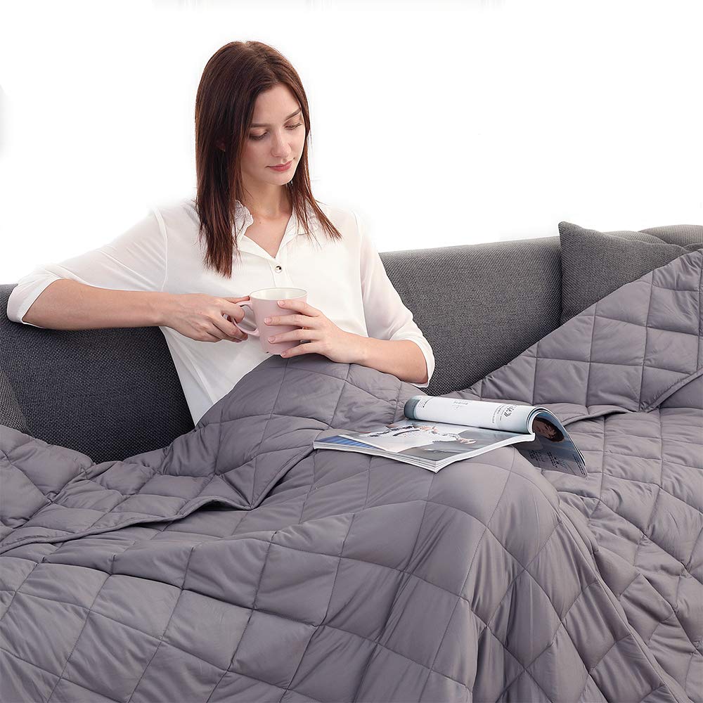 Book Cover Esinfy Weighted Blanket Sofa Blanket Breathable Fabric | Improve Sleep Quality |100% Cotton |(Grey, 60
