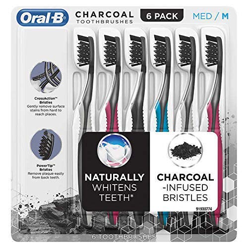 Book Cover Oral-B Toothbrush Charcoal Infused CrossAction Bristles remove Plaque Stain Naturally Whitens Teeth (Medium)