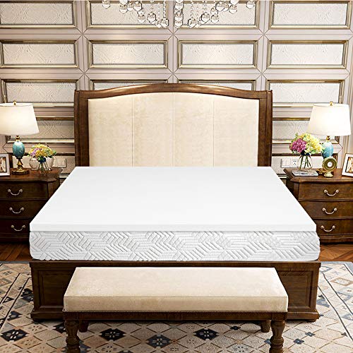 Book Cover sleepanda 2-Inch Memory Foam Mattress Topper, 5-Year Warranty,Supports Your Body's Weight and Shape for Precise, Personalized Comfort, White Twin Size