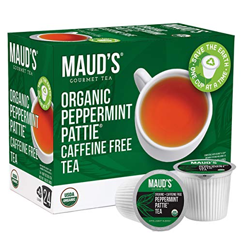 Book Cover Maud's Organic Peppermint Tea (Peppermint Pattie Tea), 24ct. Solar Energy Produced Recyclable Single Serve Organic Decaf Tea Pods – 100% Organic Caffeine Free Tea California Blended, KCup Compatible