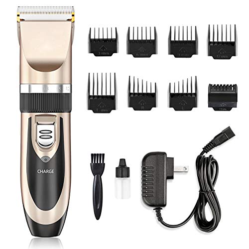 Book Cover Hair Clippers - Nicewell Low Noise Hair Clippers for Men Kids, Cordless Hair Trimmer Grooming Kit with 8 Attachment Guide Combs for Hair Cutting