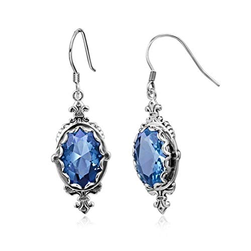 Book Cover ZALING Blue Topaz Aquamarine Gemstone Teardrop Drop Dangle Earrings