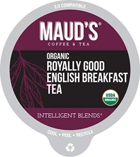 Book Cover Maud's Organic English Breakfast Tea (Black Tea Medium Dark Brew), 24ct. Recyclable Single Serve Organic Tea Pods
