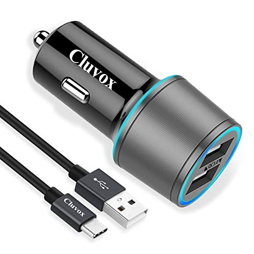 Book Cover Rapid USB C Car Charger, Compatible Samsung Galaxy S10E/S10 Plus/S10/Note 9/Note 8/S9/S9 Plus/S8/S8+, Quick Charge 3.0 Dual USB Fast Car Charger with Type C Cable 6.6 ft