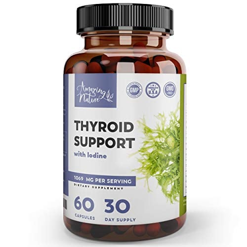 Book Cover AMAZING NATURE Thyroid Support & Iodine Supplement – Metabolism & Energy Pills for Thyroid Health with Selenium, Magnesium & Adaptogens – Ashwagandha, L-Tyrosine, Kelp