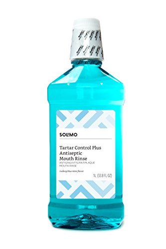 Book Cover Amazon Brand - Solimo Tartar Control Plus Antiseptic Mouth Rinse, Iceberg Blue Mint, 1 Liter, 33.8 Fluid Ounces, Pack of 1