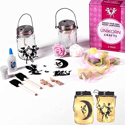 Book Cover Fairy Lantern Craft Kit DIY [2 Pack] Fairy Night Lights - Art Crafts for Girls Party - Children Toy Gift Set Kits - Craft for Girls Ages 8-12 - Fairy Lights Mason Jar Project Idea