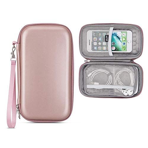 Book Cover Shockproof Carrying Case,AGPTEK Travel Pouch for Power Bank POWERADD/Yoobao/Kyoka/Auker,Portable Storage Fits USB Cables, Earphone, Accessories,Rose Gold