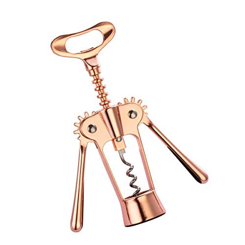 Book Cover Hanee Rose Gold Wing Corkscrew Wine Opener Wine Bottle Opener | Stainless Steel, Zinc Alloy | Beer Bottle Opener Restaurant, Kitchen, Party Accessories - Rust and Corrosion Resistance | Linen Pouch