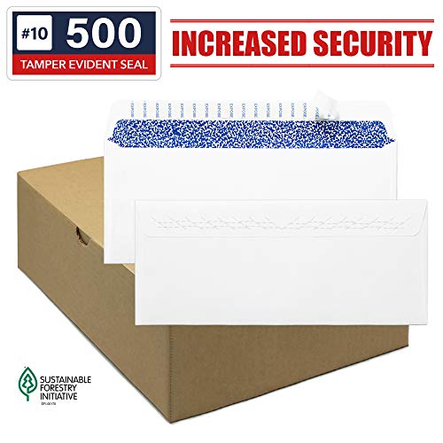 Book Cover Envelopes Self Seal - Security Envelopes #10 - Standard Size Business Envelopes 4-1/8 x 9-1/2 Inch, 500 Count, No Window, Blank White Envelopes, Quality 24 lb Paper