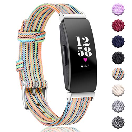 Book Cover Maledan Bands Compatible with Fitbit Inspire HR and Inspire, Women Men, Large, Rainbow Pattern