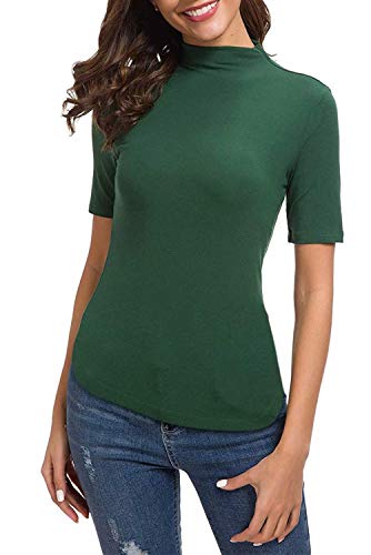 Book Cover NUUR Women's Tank Tops Ruched Slim Fit Stretch Casual Comfy Shirt V Neck/Sleeveless/Turtleneck