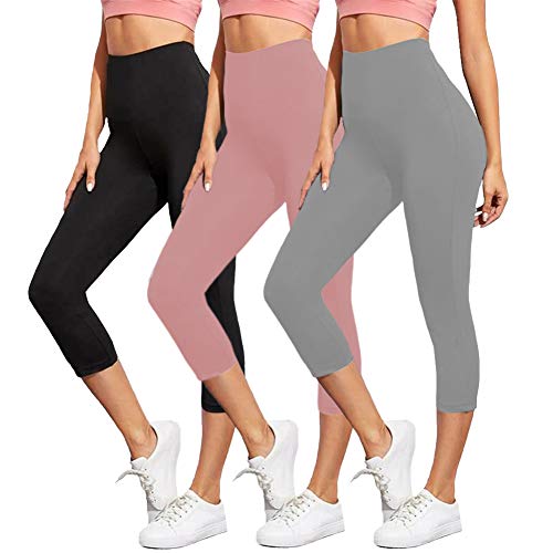 Book Cover ZOOSIXX High Waisted Capri Leggings for Women - Tummy Control Soft 4 Way Stretch Slim Yoga Pants for Workout Running Cycling