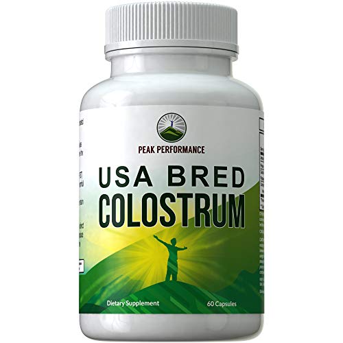 Book Cover Colostrum Capsules Bred from Clean, Safe, USA Farms by Peak Performance. Best Colostrum Supplement 960mg Bioactive Pills. Gut and Immune Health, Leaky Gut Syndrome, Intestinal Lining Support Tablets