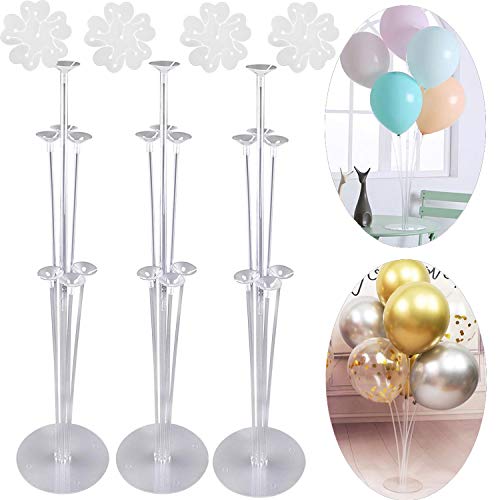 Book Cover 3 Sets Balloon Stand Holder Kit with 7 Sticks 7 Cups and 1 Base - Table Desktop Centerpiece Decorations for Wedding Birthday Baby Shower Party