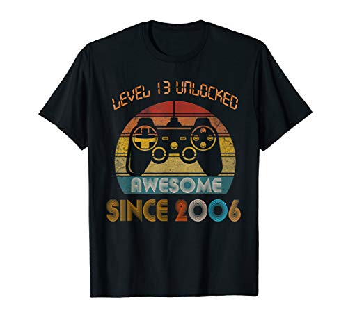 Book Cover Level 13 Unlocked Awesome Since 2006-13th Birthday Gamer  T-Shirt