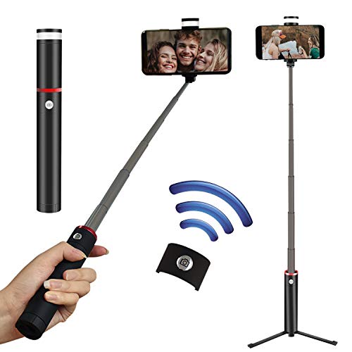 Book Cover Multifunction Bluetooth Selfie Stick, Extendable and Tripod Stand Selfie Stick with Wireless Remote for iPhone XR/XS/X/8/8 Plus/7/7 Plus/Se/6s/6/6 Plus, Galaxy S9/S8/S7/S6, Android, GoPro, More