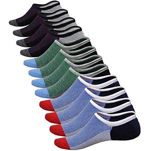 Book Cover WSupikio No Show Socks Men 6 Pairs Cotton Mens Casual Non-Slip Low Cut Ankle Socks Size 6-12