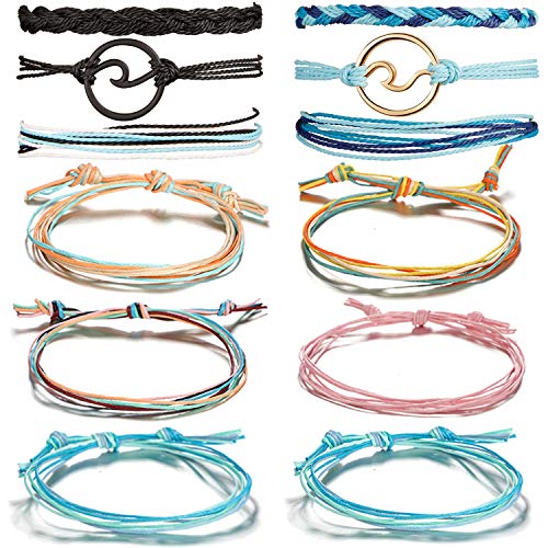 Book Cover CARSHIER 6-12 Pieces Wave Summer Beach Strand Bracelet Set Handmade Adjustable Friendship Bracelet Handcrafted Jewelry for Women Girl