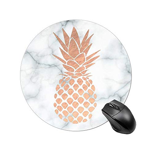 Book Cover BYBART Mouse Pad, Gold Pineapple Black White Marble Mouse Pad Round Non-Slip Rubber Mousepad Office Accessories Desk Decor Mouse Pads for Computers Laptop