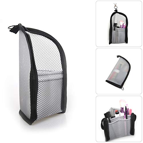 Book Cover Patu Transparent Travel Toiletry Bag, Standing Waterproof Mesh Pouch, Toothbrush Holder Shaving Washing Kits Organizer, Personal Care Trip Case, Black
