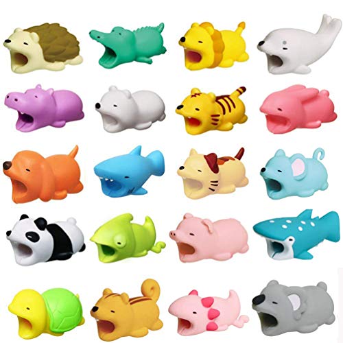 Book Cover 20Pieces Cable Animal Bites for iPhone Cable Animal Bite Protector Cord Cute Animal Phone Accessory Protects Cable Accessory Creative Gift