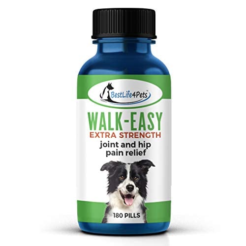 Book Cover WALK-EASY Extra Strength Dog Joint Supplement - Natural Anti Inflammatory and Pain Relief Treatment Helps Dogs Joints, Hips, Back, Leg Sprains, and More - Easy to Use, no Taste or Smell (180 pills)