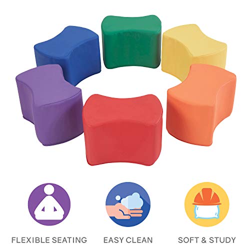 Book Cover FDP SoftScape Butterfly Stool Modular Seating Set for Toddlers and Kids, Colorful Flexible Seating for Classrooms and Daycares (6-Piece Set) - Assorted