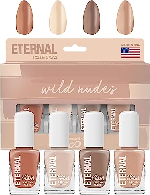 Book Cover Eternal 4 Collection â€“ Set of 4 Nail Polish: Long Lasting, Mirror Shine, Quick Dry, Neutral Colors (Wild Nudes)