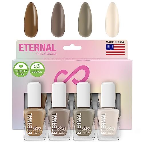 Book Cover Eternal Brown Nail Polish Set for Women (BEACH WALK) - Beige Nail Polish Set for Girls - Long Lasting & Quick Dry Nail Polish Kit for Home DIY Manicure & Pedicure - Made in USA, 13.5mL (Set of 4)