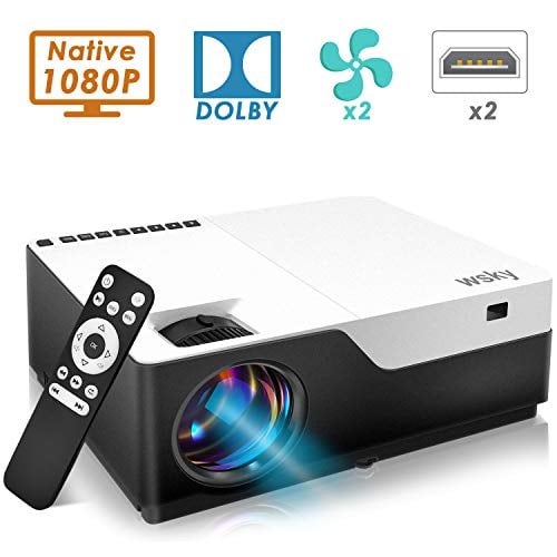 Book Cover Wsky 1080P Projector, Native HD 4000Lux Home Theater- Support 1080P 1920x1080 Resolution with USB/HDMI/SD/AV Ports Ideal for Watching Movies Home Entertainment Gift Giving