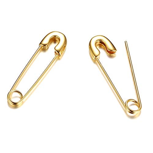 Book Cover Gold Plated Stainless Steel Stylish Cartilage Earrings Punk Goth Safety Pin Earrings for Women Girl