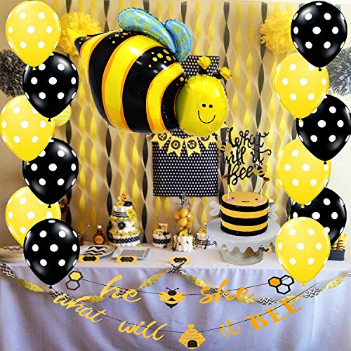 Book Cover Bee Gender Reveal Banner Baby Shower Decorations Bumble Bee Cake Topper Balloons Kit Supplies