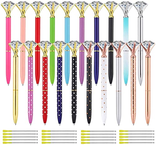 Book Cover 20pcs Diamond Pens Cute Ballpoint Pens Retractable Metal Crystal Pens with 20pcs Replacement Refills, for Girls Women Wedding Bridal Shower Decor Gifts
