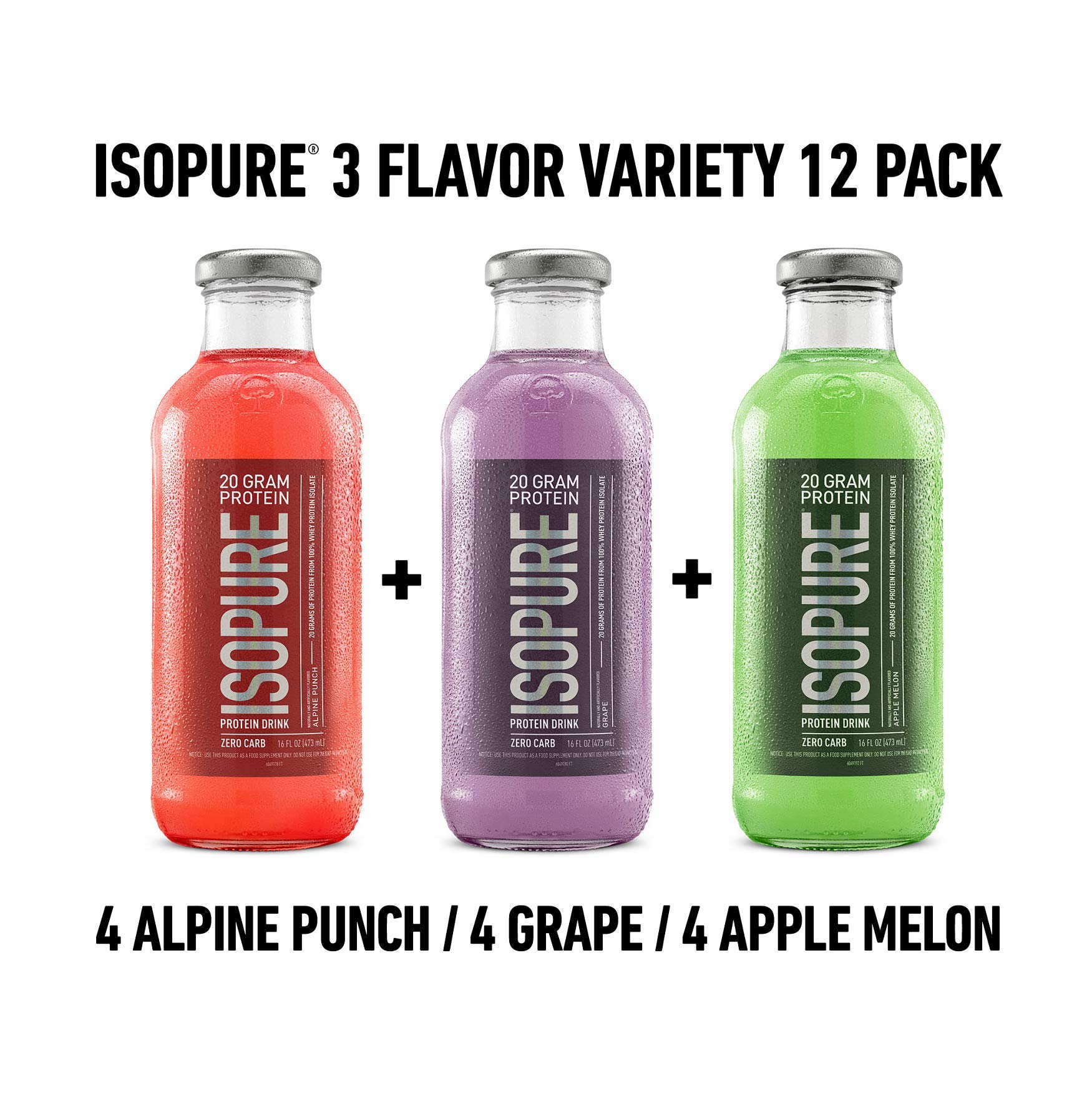 Book Cover Isopure 20g Protein Drink, 100% Whey Protein Isolate, Zero Carb, Keto Friendly, Flavor: Variety, 12 Count, 1.67 pounds (Pack of 1)