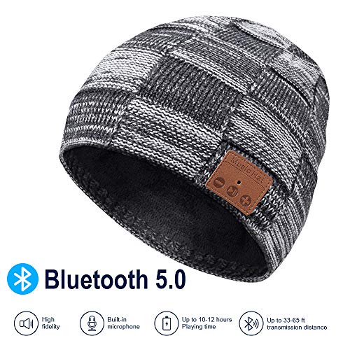 Book Cover Bluetooth Beanie, V5.0 Bluetooth Hat, Wireless Earphone Beanie Headphones, with HD Stereo Speakers Built-in Microphone, Mens Gifts, Christmas Electronic Gifts for Men/Women