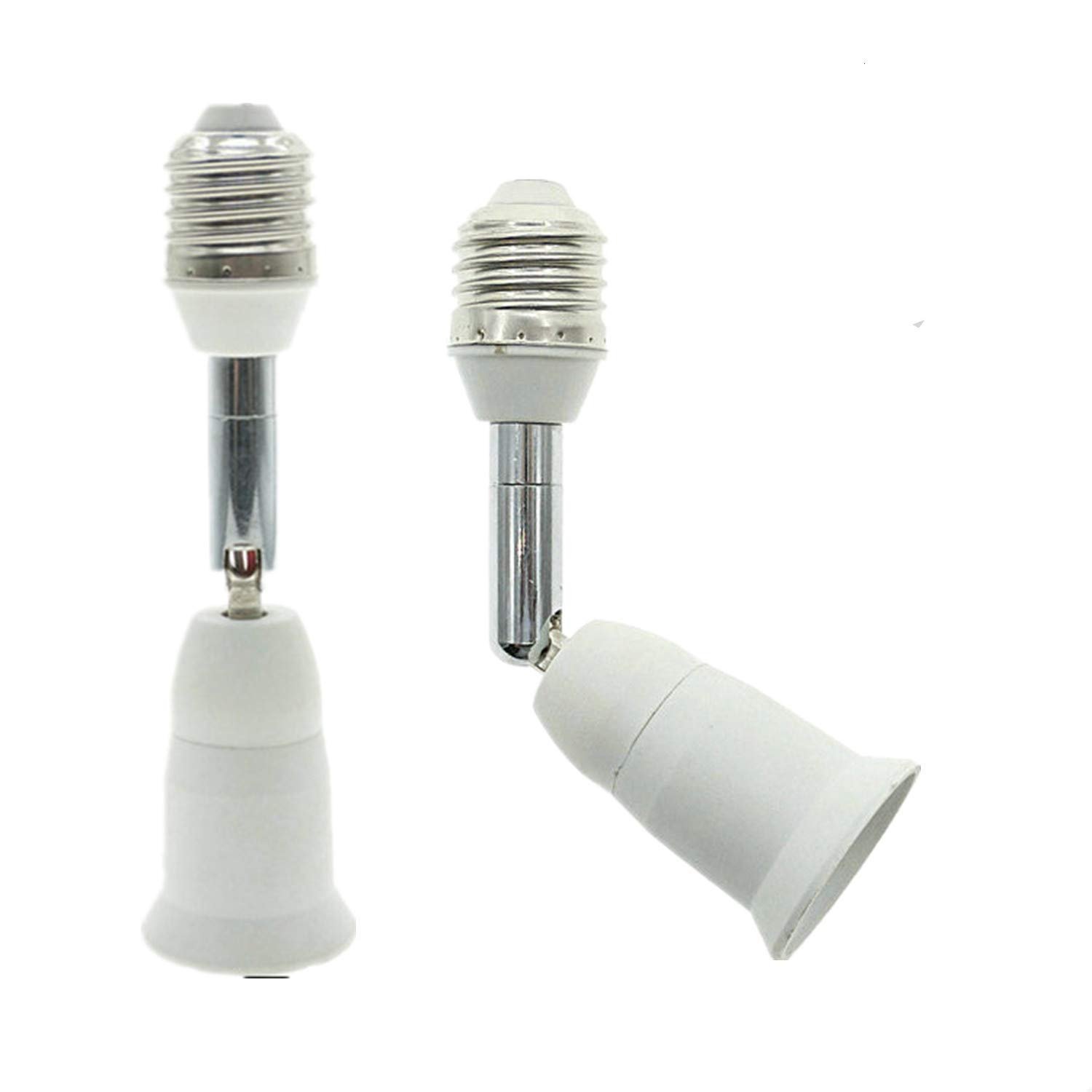 Book Cover Aukora E26 E27 Light Bulb Socket Extender, Bendable Medium Base Light Socket Converter for Motion Sensor Light Bulb Standard LED Bulbs, Adjustable Vertical 180° Horizontal 360°(2 Pack)